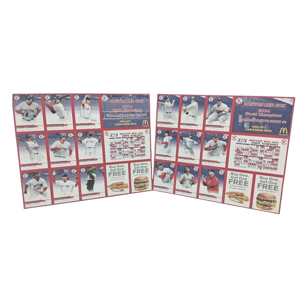 2004 BOSTON RED SOX - McDonald's Upper Deck World Champions - 2 Sheets 18 Set